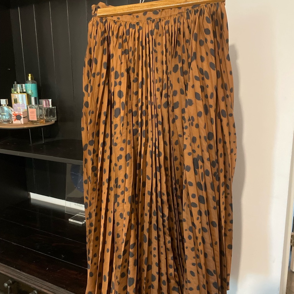 LPA Tan Pleated Maxi Skirt for Night Out